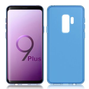 CUSTODIA per SAMSUNG GALAXY S9 PLUS (SM-G965) IN GEL TPU SILICONE COLORE BLU TRASPARENTE