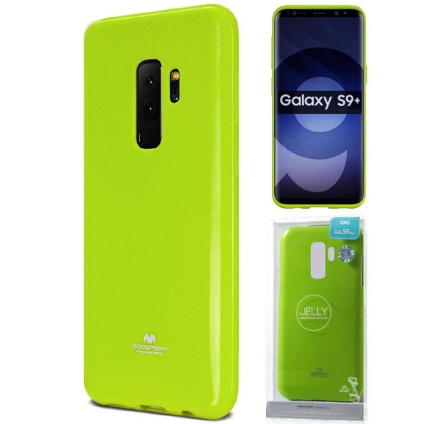 CUSTODIA per SAMSUNG GALAXY S9 PLUS (SM-G965) IN GEL TPU SILICONE COLORE VERDE LUCIDO CON GLITTER ALTA QUALITA' MERCURY