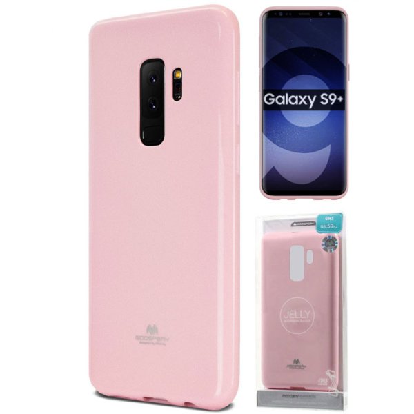 CUSTODIA per SAMSUNG GALAXY S9 PLUS (SM-G965) IN GEL TPU SILICONE COLORE ROSA LUCIDO CON GLITTER ALTA QUALITA' MERCURY BLISTER