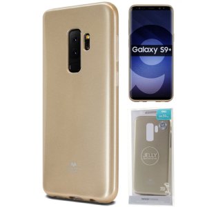 CUSTODIA per SAMSUNG GALAXY S9 PLUS (SM-G965) IN GEL TPU SILICONE COLORE ORO LUCIDO CON GLITTER ALTA QUALITA' MERCURY BLISTER