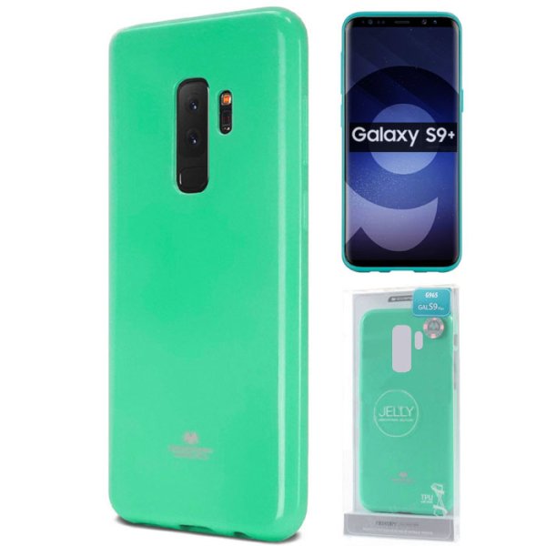 CUSTODIA per SAMSUNG GALAXY S9 PLUS (SM-G965) IN GEL TPU SILICONE COLORE VERDE ACQUA LUCIDO CON GLITTER ALTA QUALITA' MERCURY