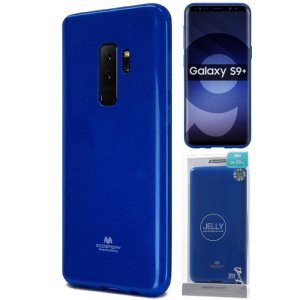 CUSTODIA per SAMSUNG GALAXY S9 PLUS (SM-G965) IN GEL TPU SILICONE COLORE BLU LUCIDO CON GLITTER ALTA QUALITA' MERCURY BLISTER