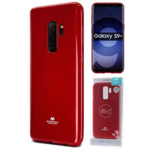 CUSTODIA per SAMSUNG GALAXY S9 PLUS (SM-G965) IN GEL TPU SILICONE COLORE ROSSO LUCIDO CON GLITTER ALTA QUALITA' MERCURY