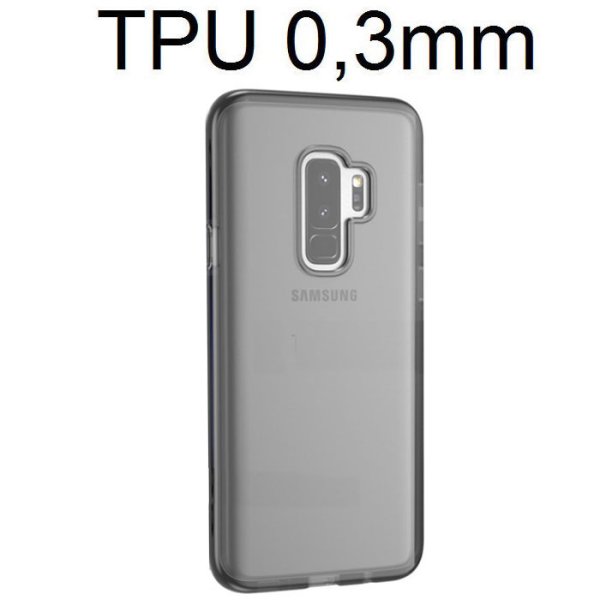 CUSTODIA per SAMSUNG GALAXY S9 PLUS (SM-G965) IN GEL TPU SILICONE ULTRA SLIM 0,3mm COLORE NERO TRASPARENTE