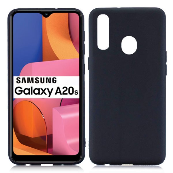 CUSTODIA per SAMSUNG GALAXY A20s (SM-A207F) IN GEL TPU SILICONE SLIM COLORE NERO SATINATO