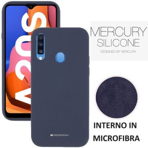 CUSTODIA per SAMSUNG GALAXY A20s (SM-A207F) IN SILICONE CON INTERNO IN MICROFIBRA COLORE BLU ALTA QUALITA' MERCURY BLISTER