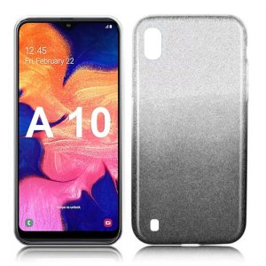 CUSTODIA per SAMSUNG GALAXY A10 (SM-A105) IN GEL TPU SILICONE COLORE NERO SFUMATO CON BRILLANTINI