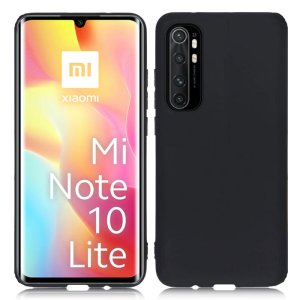 CUSTODIA per XIAOMI MI NOTE 10 LITE IN GEL TPU SILICONE SLIM COLORE NERO SATINATO