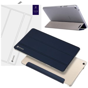 CUSTODIA per HUAWEI MEDIAPAD T3 (8") - FLIP ORIZZONTALE SIMILPELLE CON STAND E PARTE POSTERIORE TRASPARENTE COLORE BLU SCURO