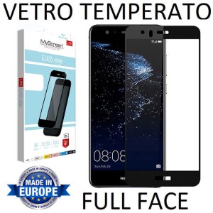 PELLICOLA per HUAWEI P10 LITE IN VETRO TEMPERATO FULL FACE 9H 0,33mm CON CORNICE COLORE NERO MYSCREEN LITE BLISTER