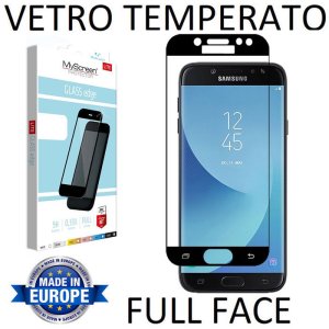 PELLICOLA per SAMSUNG SM-J730 GALAXY J7 (2017) IN VETRO TEMPERATO FULL FACE 9H 0,33mm CON CORNICE COLORE NERO MYSCREEN LITE