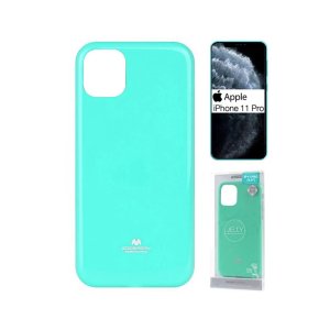CUSTODIA per APPLE IPHONE 11 PRO (5.8") IN GEL TPU SILICONE COLORE VERDE ACQUA LUCIDO CON GLITTER ALTA QUALITA' MERCURY BLISTER
