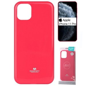 CUSTODIA per APPLE IPHONE 11 PRO (5.8") IN GEL TPU SILICONE COLORE FUCSIA LUCIDO CON GLITTER ALTA QUALITA' MERCURY BLISTER