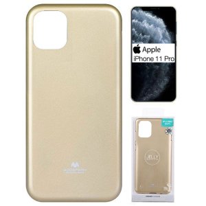 CUSTODIA per APPLE IPHONE 11 PRO (5.8")  IN GEL TPU SILICONE COLORE ORO LUCIDO CON GLITTER ALTA QUALITA' MERCURY BLISTER