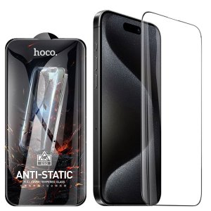PELLICOLA per APPLE IPHONE 17, 17 PRO, 16 PRO - VETRO TEMPERATO FULL FACE 9H FULL GLUE CON CORNICE NERA HOCO G10 BULK