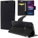 CUSTODIA per MOTOROLA ONE ACTION (6.3") - FLIP ORIZZONTALE CON INTERNO IN TPU, PORTA CARTE E CHIUSURA MAGNETICA COLORE NERO