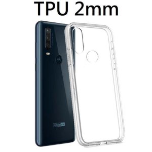 CUSTODIA per MOTOROLA ONE ACTION (6.3") IN GEL TPU SILICONE 2mm TRASPARENTE CON CORNICE BIANCO OPACO
