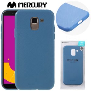 CUSTODIA per SAMSUNG GALAXY J6 2018 (SM-J600F) IN GEL TPU SILICONE COLORE AZZURRO ALTA QUALITA' MERCURY STYLE LUX BLISTER