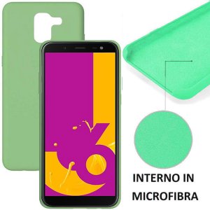 CUSTODIA per SAMSUNG GALAXY J6 2018 (SM-J600F) IN SILICONE CON EFFETTO SOFT TOUCH ED INTERNO IN MICROFIBRA COLORE VERDE ACQUA