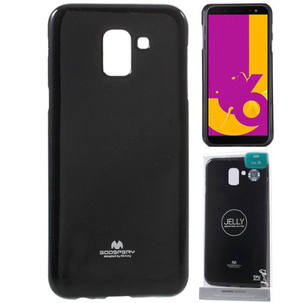 CUSTODIA per SAMSUNG GALAXY J6 2018 (SM-J600F) IN GEL TPU SILICONE COLORE NERO LUCIDO CON GLITTER ALTA QUALITA' MERCURY