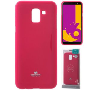 CUSTODIA per SAMSUNG GALAXY J6 2018 (SM-J600F) IN GEL TPU SILICONE COLORE FUCSIA LUCIDO CON GLITTER ALTA QUALITA' MERCURY