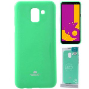 CUSTODIA per SAMSUNG GALAXY J6 2018 (SM-J600F) IN GEL TPU SILICONE COLORE VERDE ACQUA LUCIDO CON GLITTER ALTA QUALITA'