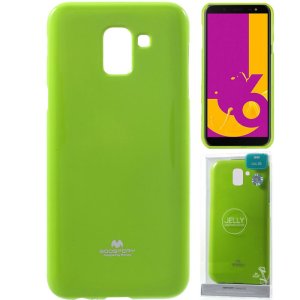 CUSTODIA per SAMSUNG GALAXY J6 2018 (SM-J600F) IN GEL TPU SILICONE COLORE VERDE LUCIDO CON GLITTER ALTA QUALITA' MERCURY