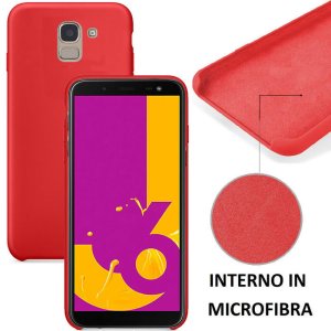 CUSTODIA per SAMSUNG GALAXY J6 2018 (SM-J600F) IN SILICONE CON EFFETTO SOFT TOUCH ED INTERNO IN MICROFIBRA COLORE ROSSO