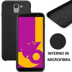CUSTODIA per SAMSUNG GALAXY J6 2018 (SM-J600F) IN SILICONE CON EFFETTO SOFT TOUCH ED INTERNO IN MICROFIBRA COLORE NERO