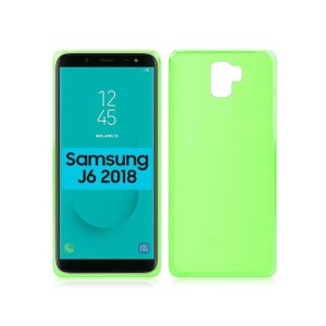 CUSTODIA per SAMSUNG GALAXY J6 2018 (SM-J600F) IN GEL TPU SILICONE COLORE VERDE TRASPARENTE