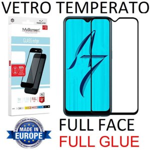 PELLICOLA per OPPO AX7, A7 - IN VETRO TEMPERATO FULL FACE 9H - FULL GLUE 0,33mm CON CORNICE COLORE NERO MYSCREEN LITE