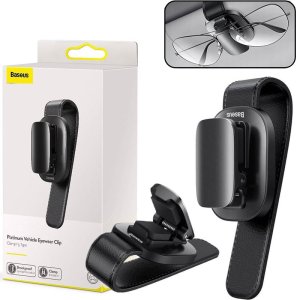 SUPPORTO A PINZA DA ALETTA PARASOLE AUTO PER OCCHIALI, CARTE DI CREDITO, SCONTRINI COLORE NERO ACYJN-B01 BASEUS