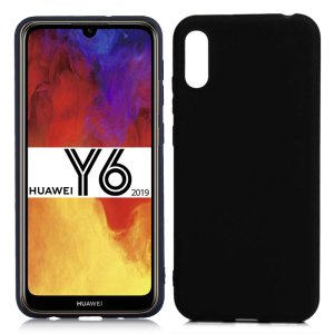 CUSTODIA per HUAWEI Y6 2019 IN GEL TPU SILICONE SLIM COLORE NERO SATINATO