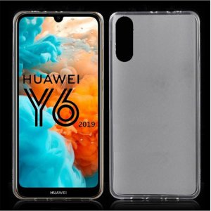CUSTODIA per HUAWEI Y6 2019, Y6 PRIME 2019, HONOR PLAY 8A IN GEL TPU SILICONE COLORE BIANCO TRASPARENTE