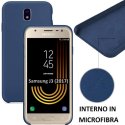 CUSTODIA per SAMSUNG SM-J330 GALAXY J3 (2017) IN SILICONE CON EFFETTO SOFT TOUCH ED INTERNO IN MICROFIBRA COLORE BLU