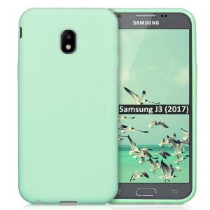 CUSTODIA per SAMSUNG SM-J330 GALAXY J3 (2017) IN GEL TPU SILICONE SLIM 0,4mm COLORE VERDE ACQUA SATINATO
