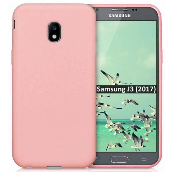 CUSTODIA per SAMSUNG SM-J330 GALAXY J3 (2017) IN GEL TPU SILICONE SLIM 0,4mm COLORE ROSA SATINATO