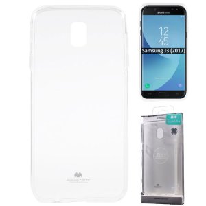 CUSTODIA per SAMSUNG SM-J330 GALAXY J3 (2017) IN GEL TPU SILICONE TRASPARENTE ALTA QUALITA' MERCURY BLISTER