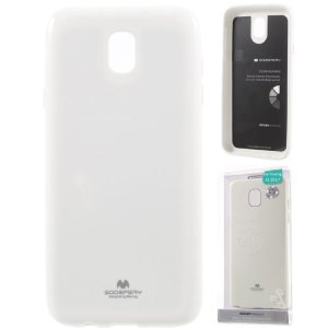 CUSTODIA per SAMSUNG SM-J330 GALAXY J3 (2017) IN GEL TPU SILICONE COLORE BIANCO LUCIDO CON GLITTER ALTA QUALITA' MERCURY BLISTER