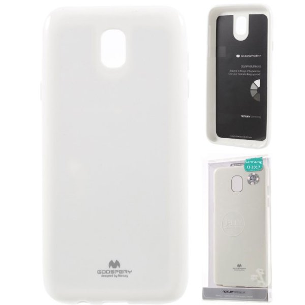 CUSTODIA per SAMSUNG SM-J330 GALAXY J3 (2017) IN GEL TPU SILICONE COLORE BIANCO LUCIDO CON GLITTER ALTA QUALITA' MERCURY BLISTER