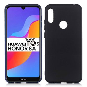 CUSTODIA per HUAWEI Y6s (2019), HONOR 8A - IN GEL TPU SILICONE SLIM COLORE NERO SATINATO