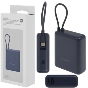 POWER BANK 10.000mAh 33W ORIGINALE XIAOMI BHR9341GL QUICK CHARGE CON CAVO TYPE-C INTEGRATO +1 PORTA USB (out) +1 USB-C (out) BLU