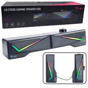 CASSE ACUSTICHE 2.0 10W (trasformabili in SOUNDBAR) CON LUCE RGB E CONNESSIONE CON CAVO O BLUETOOTH ITSDS101 ITEK