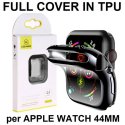 CUSTODIA per APPLE WATCH 44MM (4/5/6/SE) COPERTURA TOTALE IN GEL TPU SILICONE TRASPARENTE CON CORNICE NERA CUSTODIA per APPLE WATCH 44MM (4/5/6/SE) COPERTURA TOTALE IN GEL TPU SILICONE TRASPARENTE CON CORNICE NERA