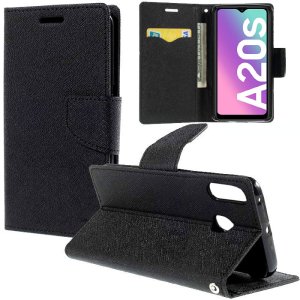 CUSTODIA per SAMSUNG GALAXY A20s (SM-A207F) - FLIP ORIZZONTALE CON STAND, INTERNO IN TPU SILICONE E PORTA CARTE COLORE NERO