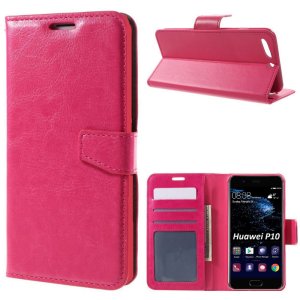CUSTODIA per HUAWEI P10 - FLIP ORIZZONTALE SIMILPELLE CON CHIUSURA MAGNETICA, INTERNO IN TPU E PORTA CARTE COLORE FUCSIA