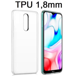 CUSTODIA per XIAOMI REDMI 8, REDMI 8A PRO - IN GEL TPU SILICONE 1,8mm TRASPARENTE