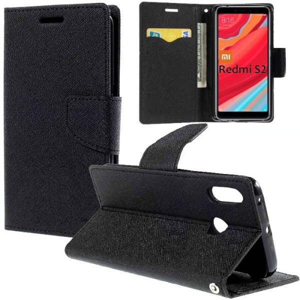 CUSTODIA per XIAOMI REDMI S2, REDMI Y2 - FLIP ORIZZONTALE CON INTERNO IN TPU, STAND E CHIUSURA MAGNETICA COLORE NERO CUSTODIA per XIAOMI REDMI S2, REDMI Y2 - FLIP ORIZZONTALE CON INTERNO IN TPU, STAND E CHIUSURA MAGNETICA COLORE NERO