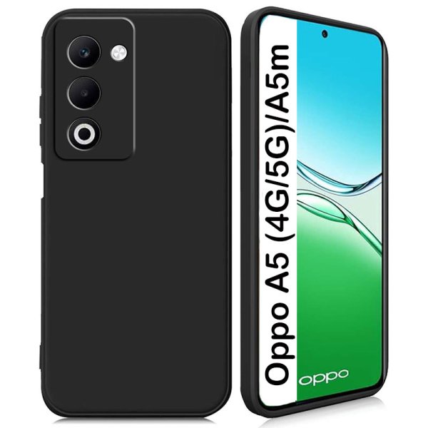 CUSTODIA per OPPO A5 (4G/5G), A5m IN GEL TPU SILICONE SLIM COLORE NERO SATINATO