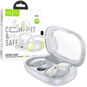 AURICOLARI BLUETOOTH 5.3 AIR CONDUCTION per LASCIARE L'ORECCHIO LIBERO DI PERCEPIRE I RUMORI INTORNO COLORE GRIGIO EA1 HOCO